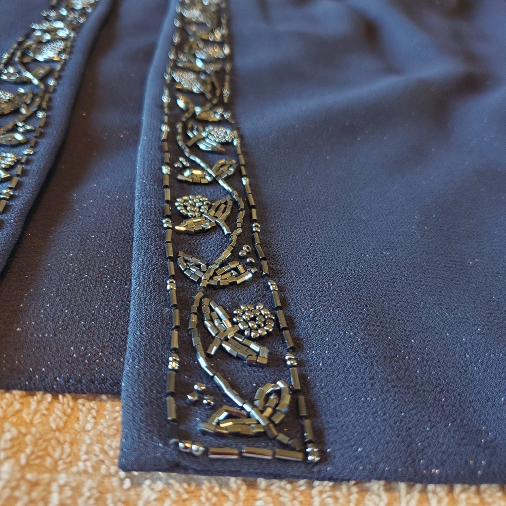 R&M Richards Navy Blue Beaded Evening Jacket Plus Size 24WP Karen Kwong - Picture 2 of 8